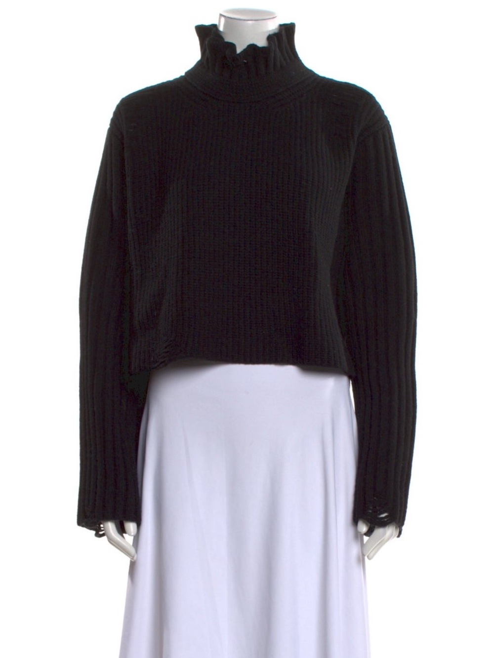 Golden Goose Black Ribbed Cropped Turtleneck Sweater